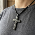 Vintage Silver Cross with Red Gem Necklace