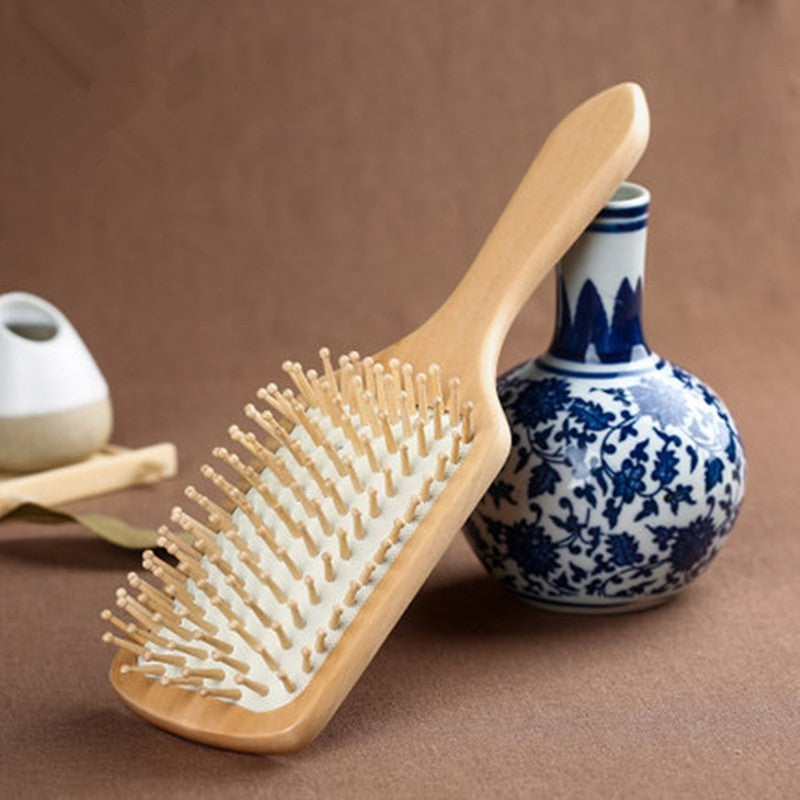 Air Cushion Wooden Scalp Massage Comb | Anti-Static Paddle Hair Brush | Head Meridian Massage Comb | Detangling Hair Care Brush for Home Use
